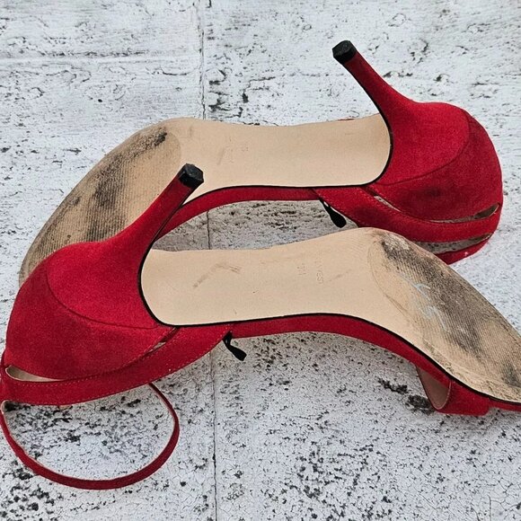 Nine West Women Heel Sandal Red Textile Upper Shoes Size 10M - Picture 10 of 11